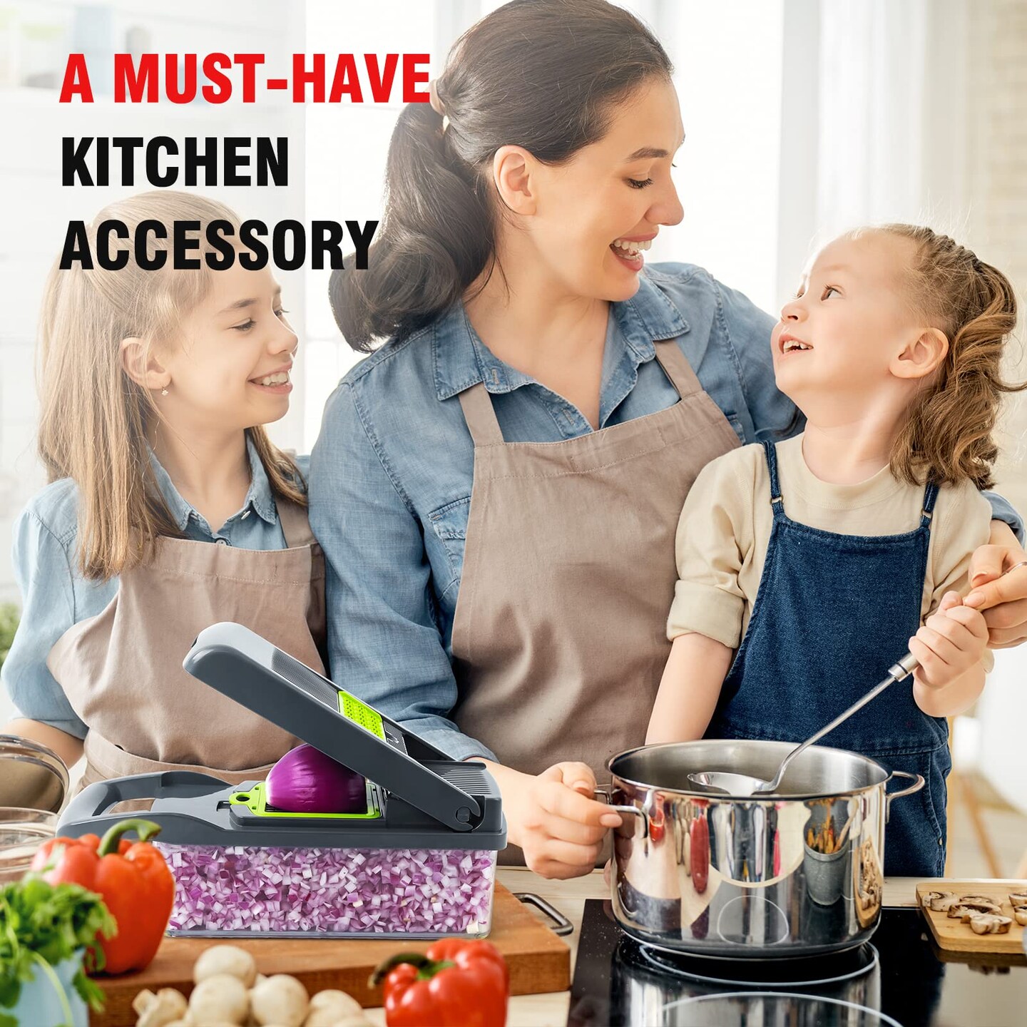 Vegetable Chopper, Pro Onion Chopper, Multifunctional 13 in 1 Food Chopper, Kitchen Vegetable Slicer Dicer Cutter,Veggie Chopper With 8 Blades,Carrot and Garlic Chopper With Container (Gray)