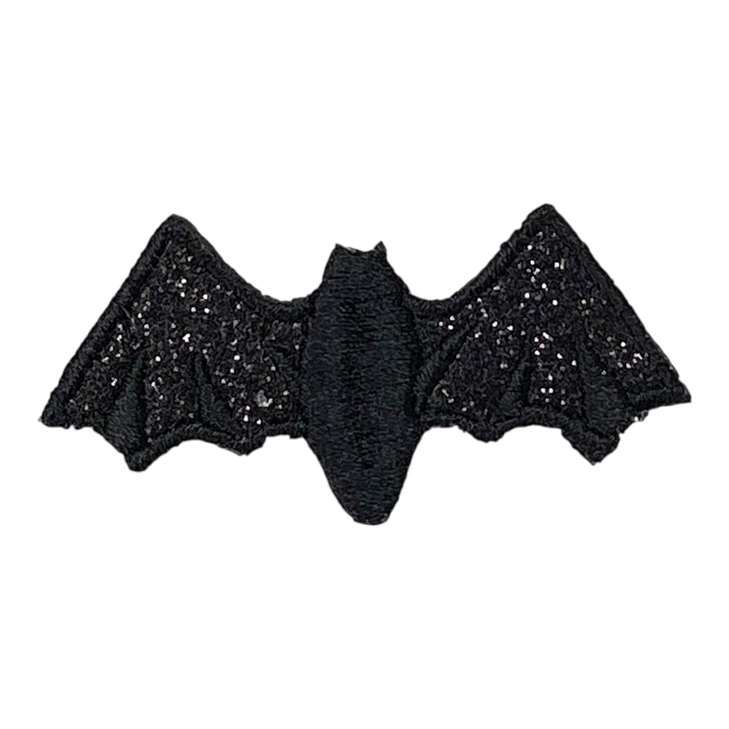 2 inch Black Glitter Bat, Halloween, Embroidered, Iron on Patch