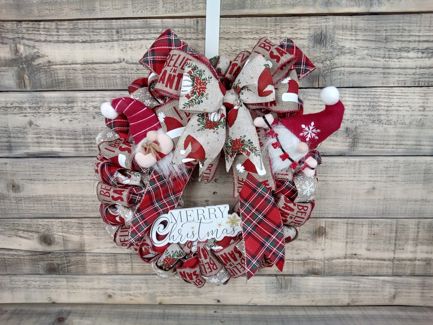 How To Make a Christmas Gnome Ribbon Wreath