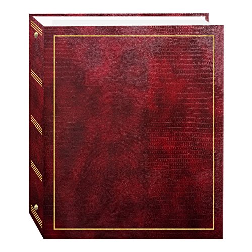100 Pages (50 Sheets), Magnetic Self-Stick 3-Ring Photo Album  Burgundy Red