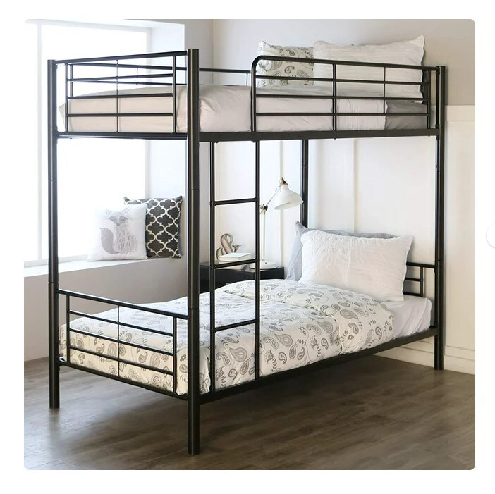 Steel Bunk Beds Frame Ladder Bedroom Dorm for Kids Adult Children Twin over Twin