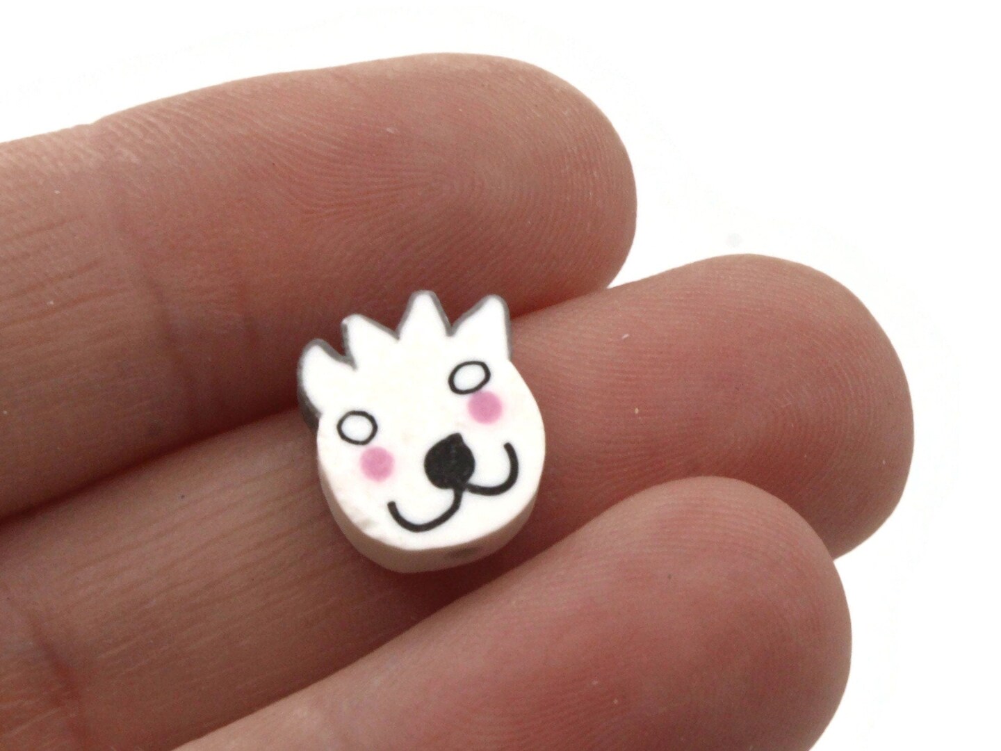 20 White Goat Head Miniature Animal Polymer Clay Beads