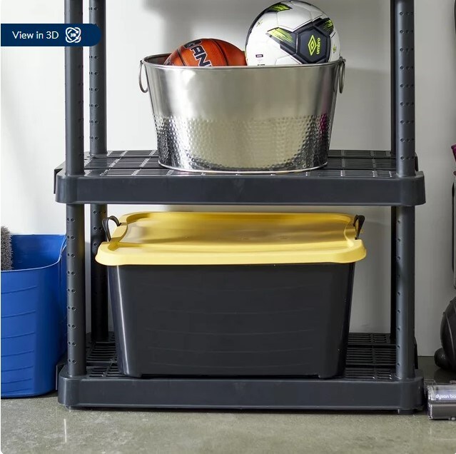 55-Quart Plastic Stackable Storage Unit Bin, Black and Yellow (6 Pack)