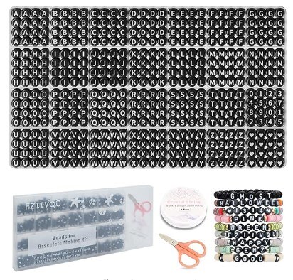 FZIIVQU 1450 Pieces Letter Beads Kit, 4x7 mm White Acrylic Alphabet Beads  for Jewelry Making Number Beads Heart Beads Friendship Bracelet Beads Making