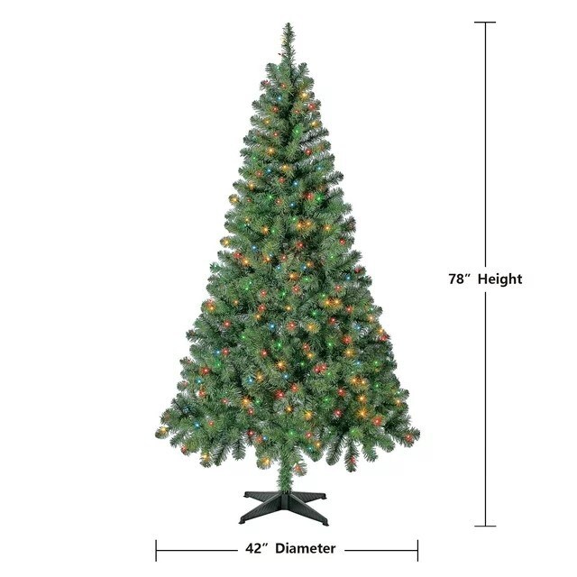 7 ft Pre-Lit Pencil Pine Artificial Christmas Tree, Clear LED Lights