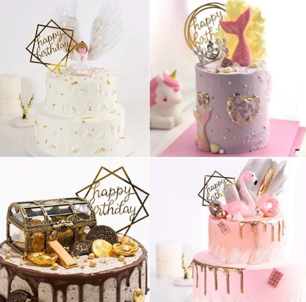 Kitcheniva Glitter Paper Happy Birthday Cake Topper 12 Pcs