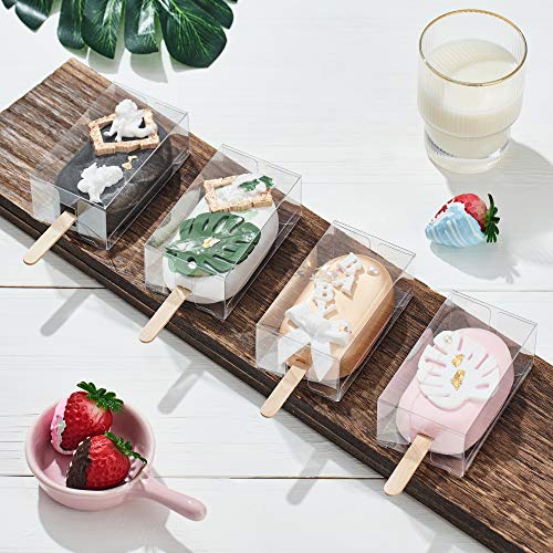 50 PCS 3.7 x 2.2 x 1.5 inches Professional Boxes, Clear Gift Plastic Boxes, Ice Cream Shaped Boxes for Baby Shower, Holiday and Kids Birthday Party Favors