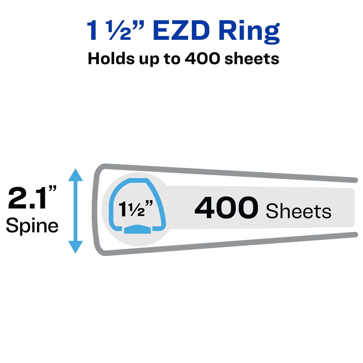 Avery Heavy-Duty 3 Ring Binders, 1.5 Inch One Touch EZD Rings, 2 Black Binders (46046)
