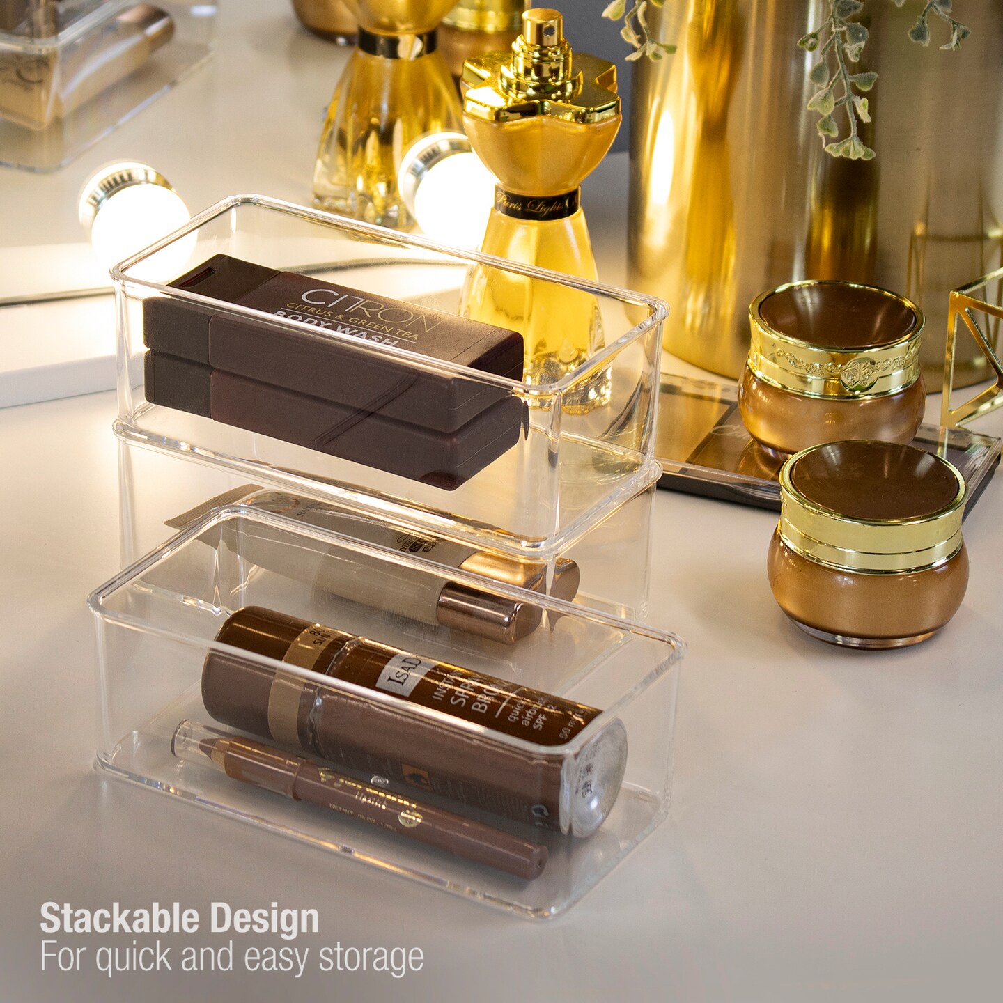 Sorbus Clear Acrylic Drawer Organizer Bins - For Makeup, Jewelry, and more