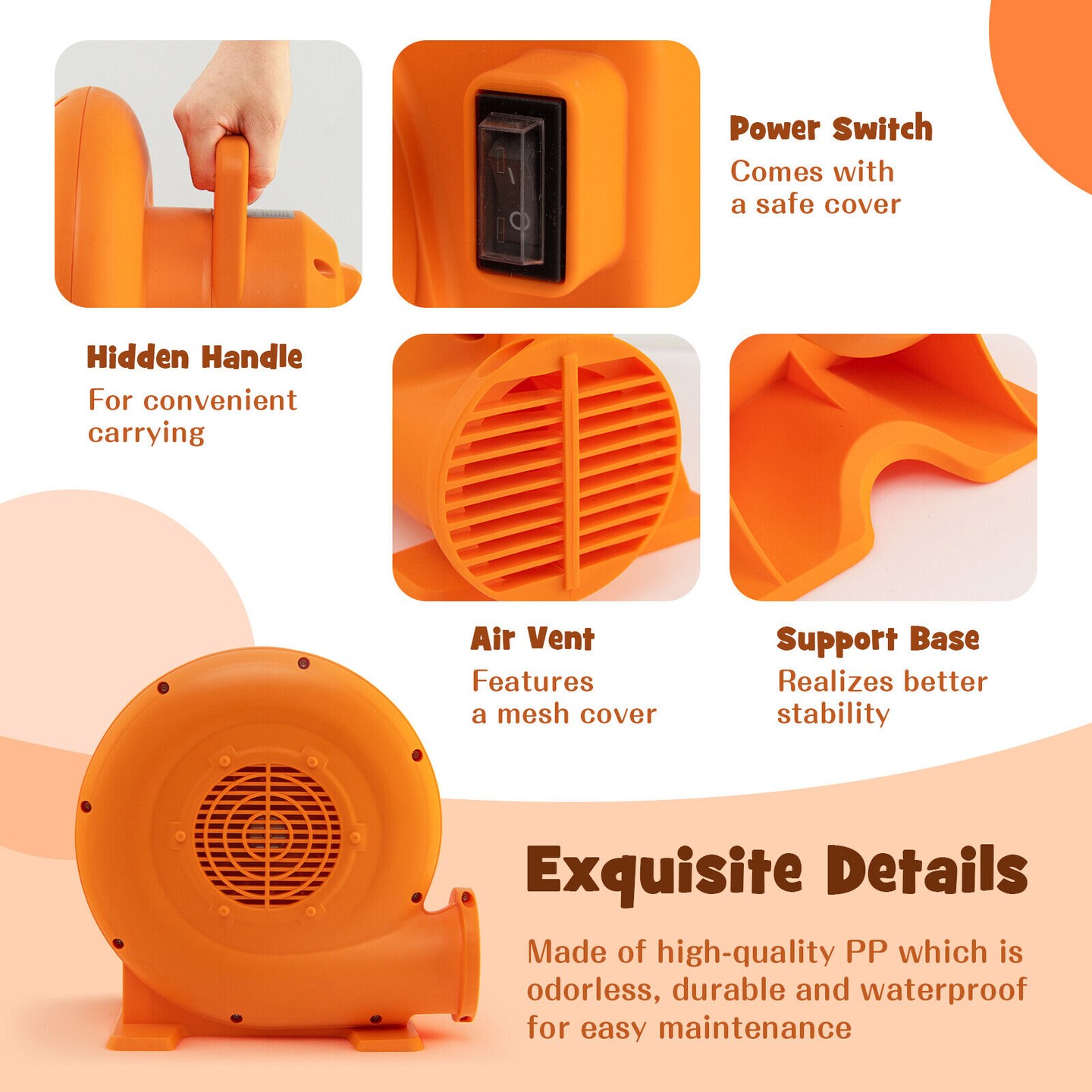 Air Blower for Inflatables with 25 feet Wire and GFCI Plug