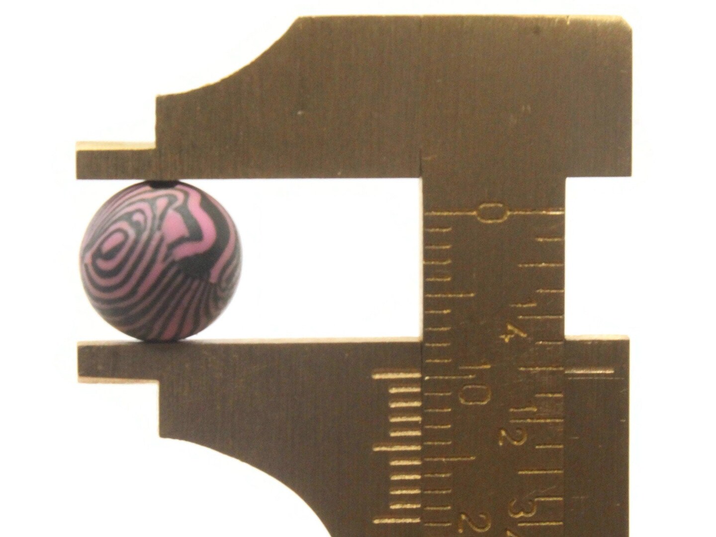 10 10mm Pink and Black Striped Polymer Clay Multi-Color Round Beads