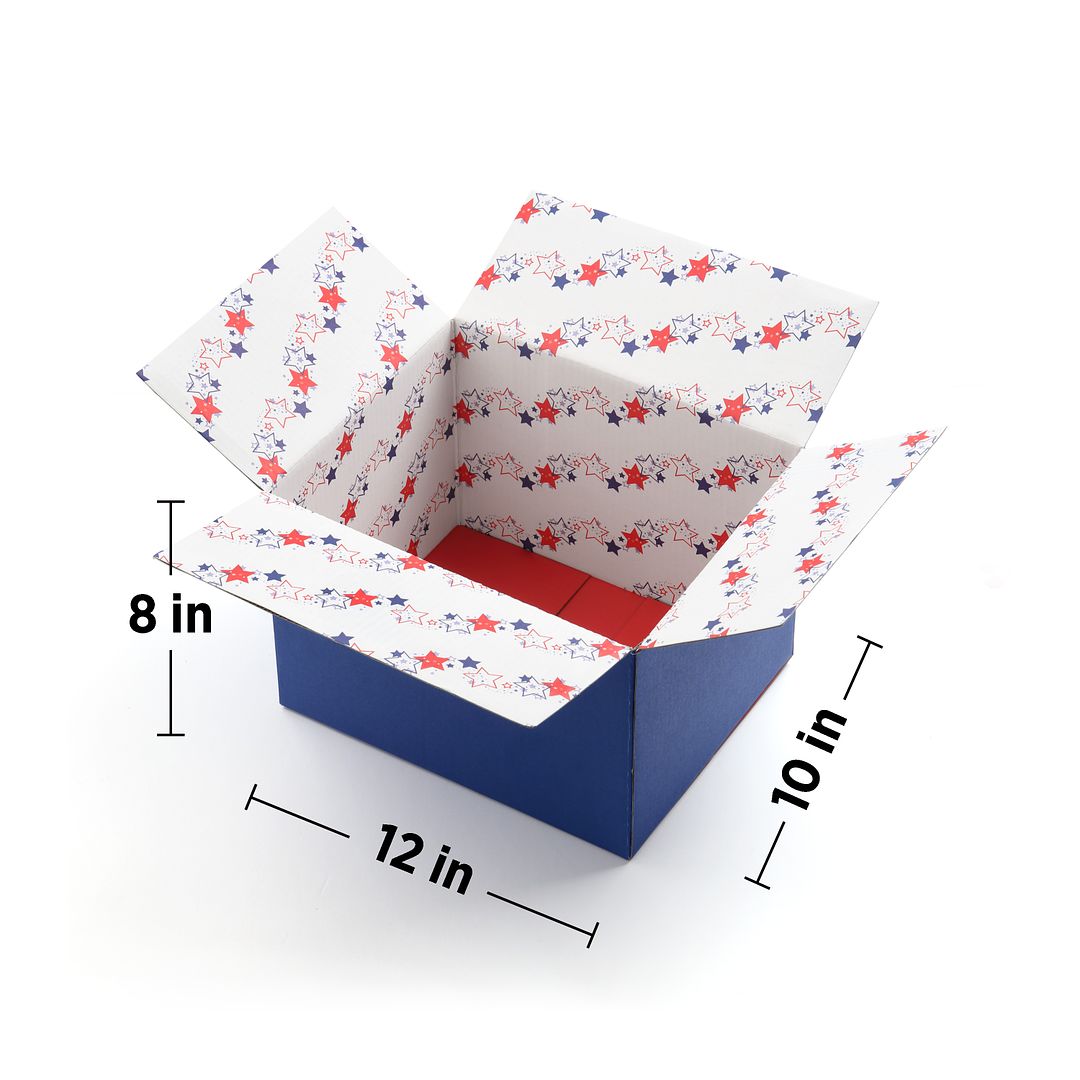 Great Papers! Giftin Shipping Box, Patriotic, 12&#x22; x 10&#x22; x 1/8&#x22; (assembled), Printed Inside and Out, 2-Pack