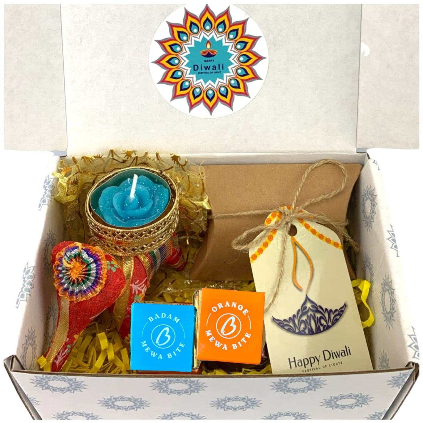 Personalized Candle Holder Diwali Gifts Boxes Handmade Home Decoration Indian Festival Housewarming Mandir Pujan Pooja Return Gifts Items Office Temple Decor Box Gift Hamper Basket