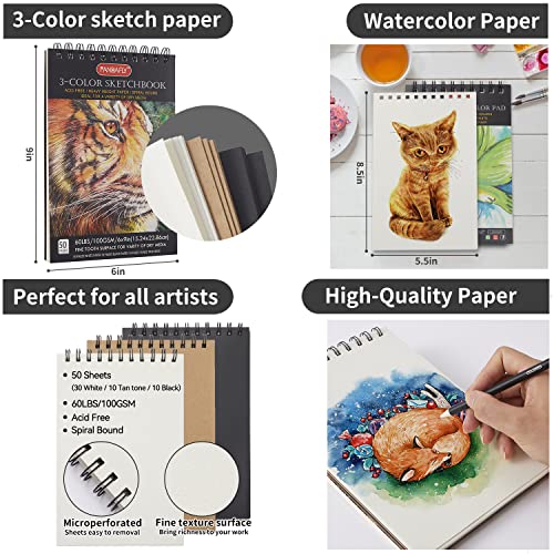 PANDAFLY 60 Pack Drawing Set Sketch Kit Sketching Supplies with 2