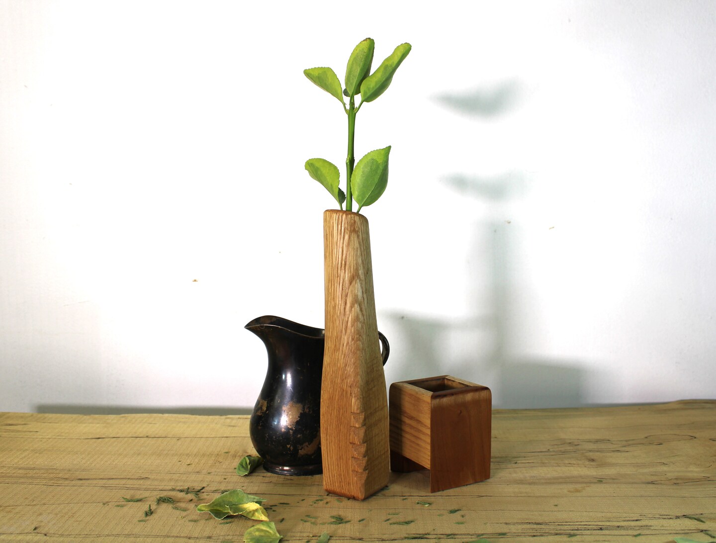 Oak Hand Carved Bud Vase, Single Stem Flower Wooden Display Vase - image11
