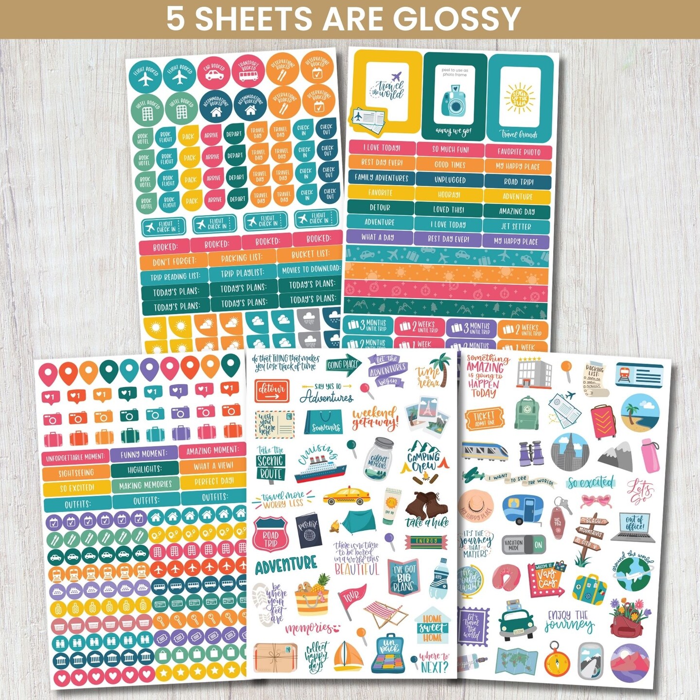 bloom daily planners Sticker Sheets, Travel Pack