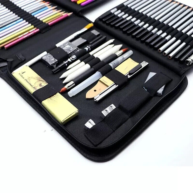 83 Pcs Drawing Kit Set Pencils with Sketch Charcoal, and Bag