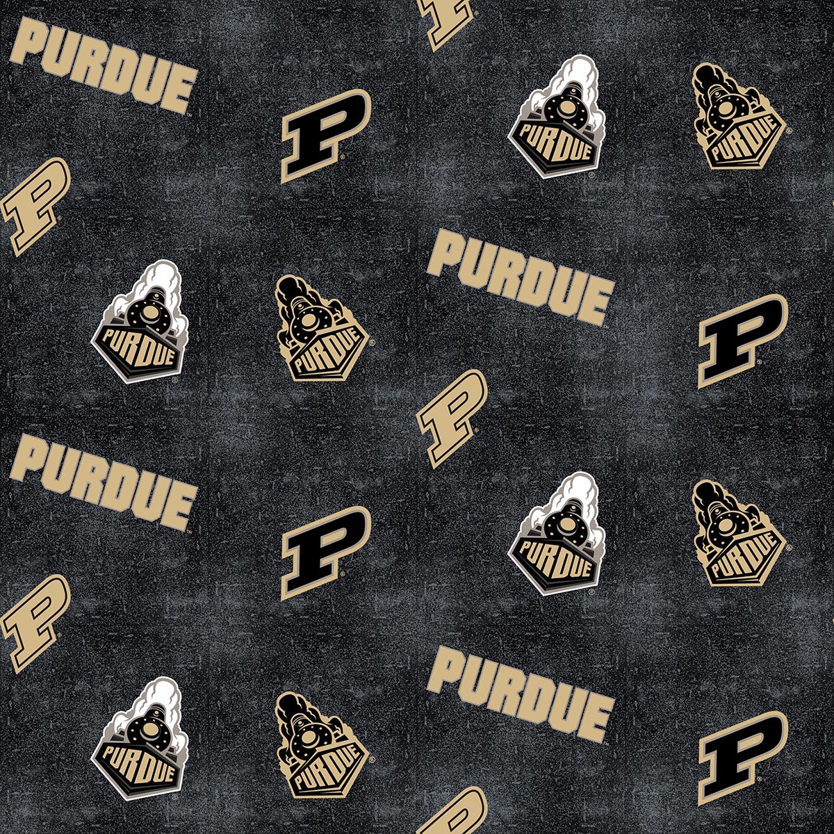 Sykel Enterprises-Purdue University Flannel Fabric-Purdue Boilermakers Distressed Logo Cotton Flannel Fabric