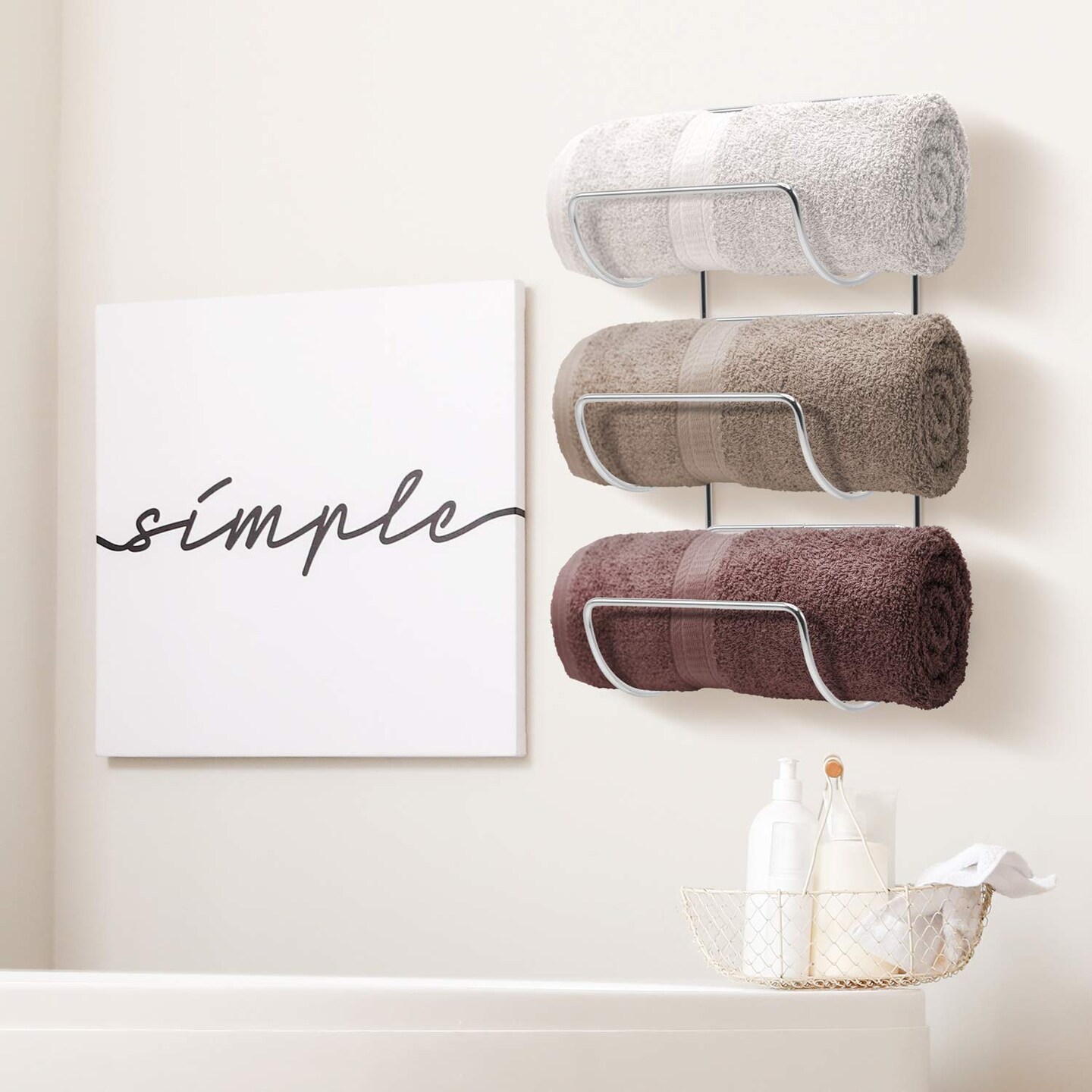 Sorbus Metal Wall Mounted Bathroom Towel Rack - Organizer for Towels, Washcloths, Hand Towels, Linens, Ideal for Bathroom, Spa, Salon
