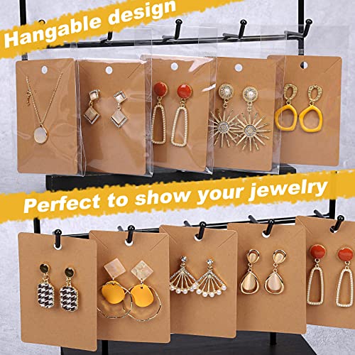 500 Pieces Earring Cards - holder Cards with 500 Pieces Bags, Display Cards for Earrings Necklace Display and Jewelry Packaging
