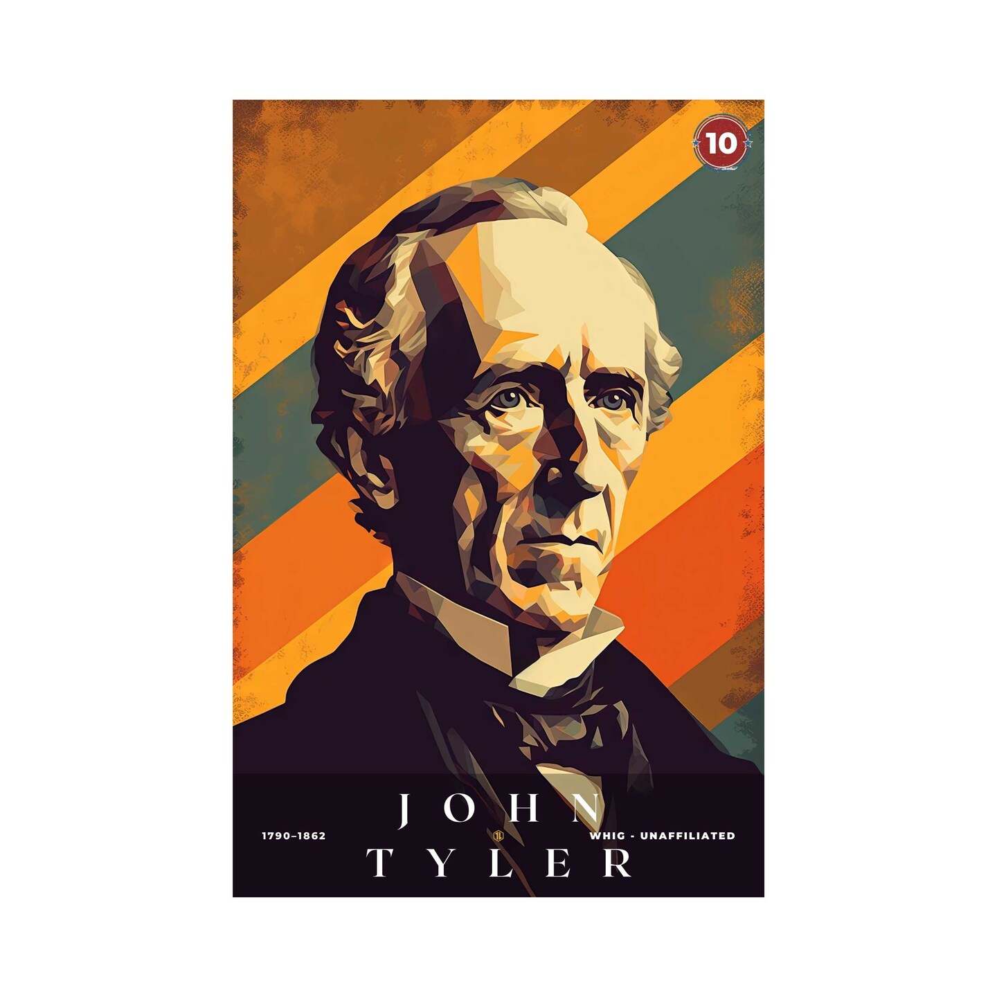 John Tyler Poster, US President Print, Office Poster, Home Decor S1