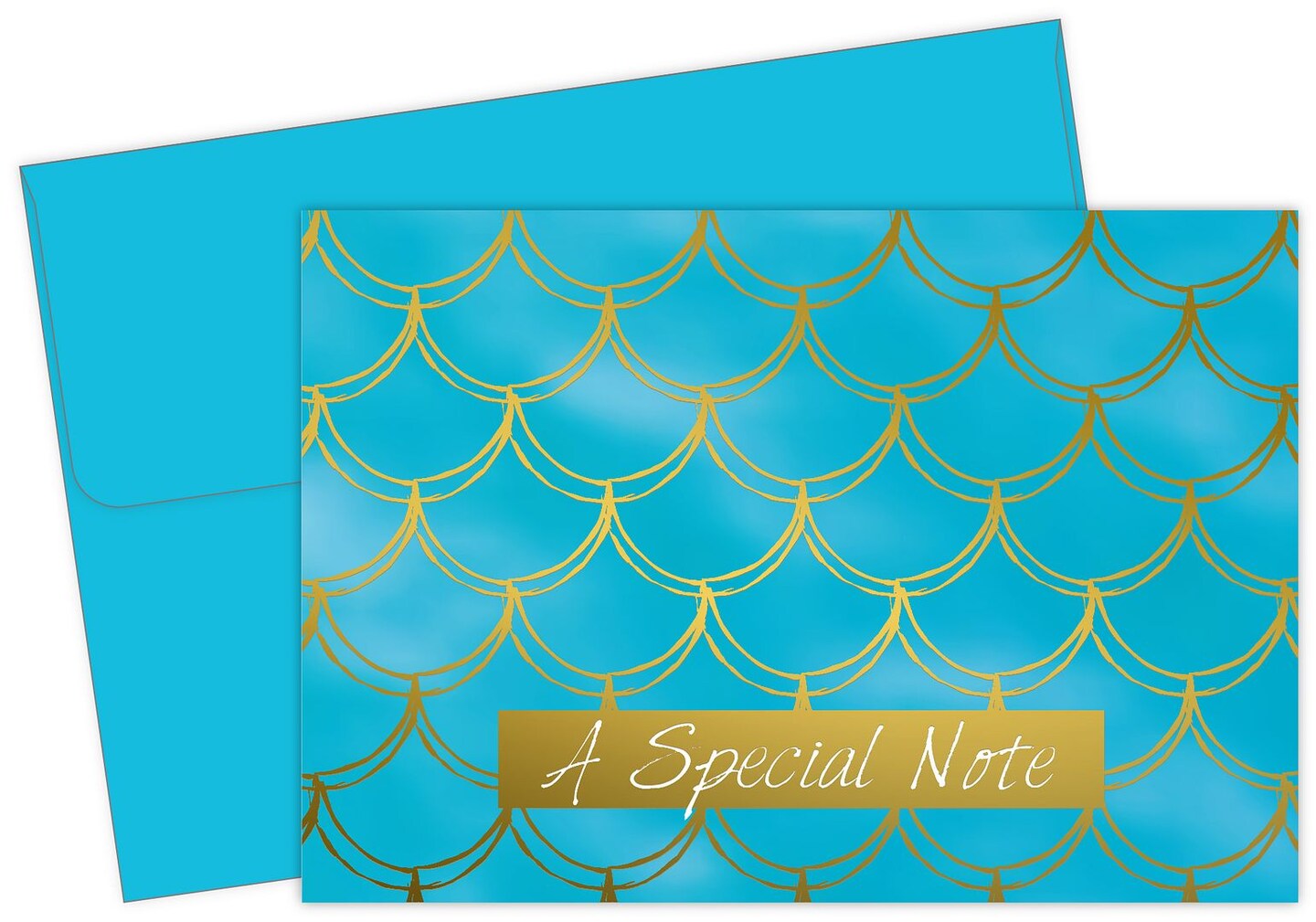 Great Papers! Thank You Note Card and White Envelope, Mermaid with Gold Foil, 4.75" x 3.375"(folded), 50 count