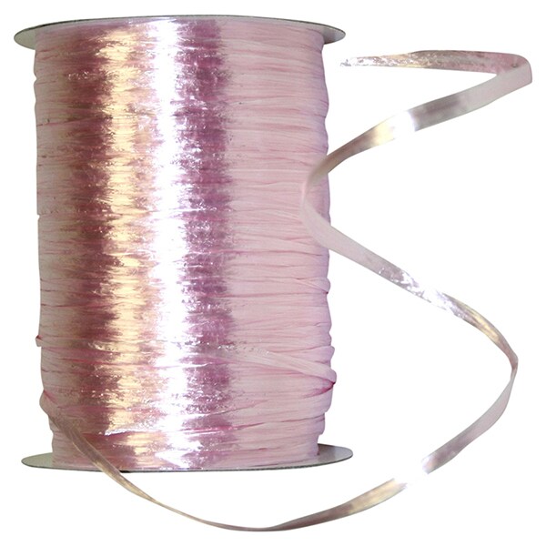 Pearl Finish Raffia Ribbon --- 1/4in x 100 yards --- Light Pink Color
