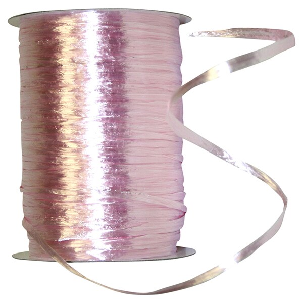 Pearl Finish Raffia Ribbon --- 1/4in x 100 yards --- Light Pink Color