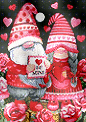 Diamond Art Gnome Love Heart DIY 5D Diamond Painting Kits for Adults and Kids Pink Easter Valentines Diamond Dotz Full Drill Arts Craft by Number Kits for Beginner Home Decoration 12x16 inch DP028
