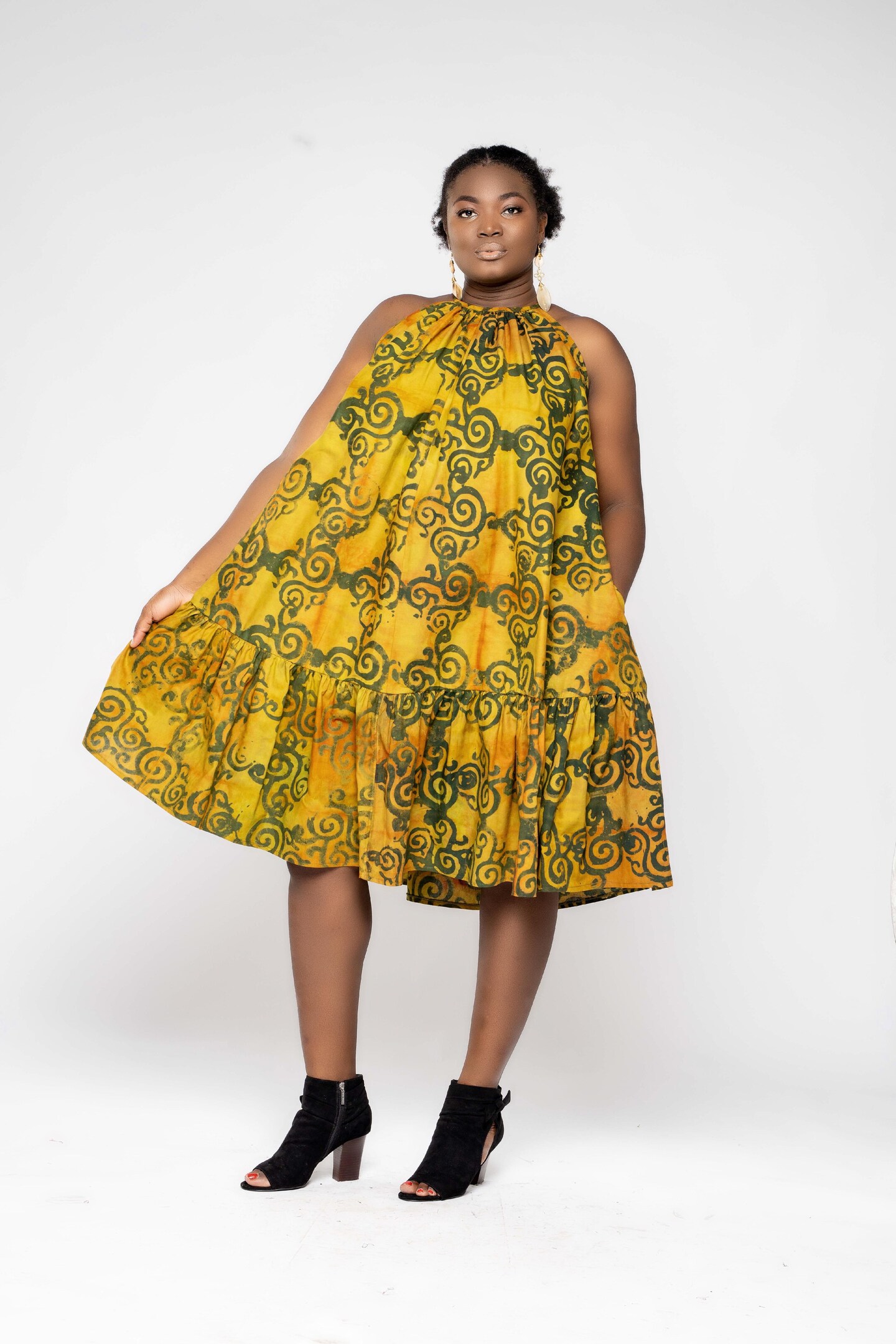 Yellow Gown Dress with Embroidered Batik - GW0611