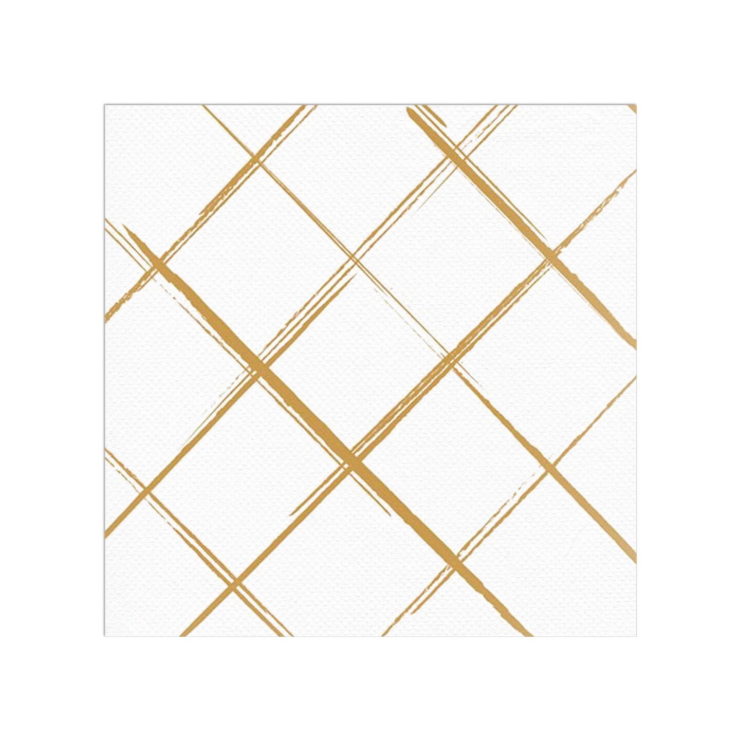 White with Gold Diamond Paper Beverage/Cocktail Napkins (600 Napkins)