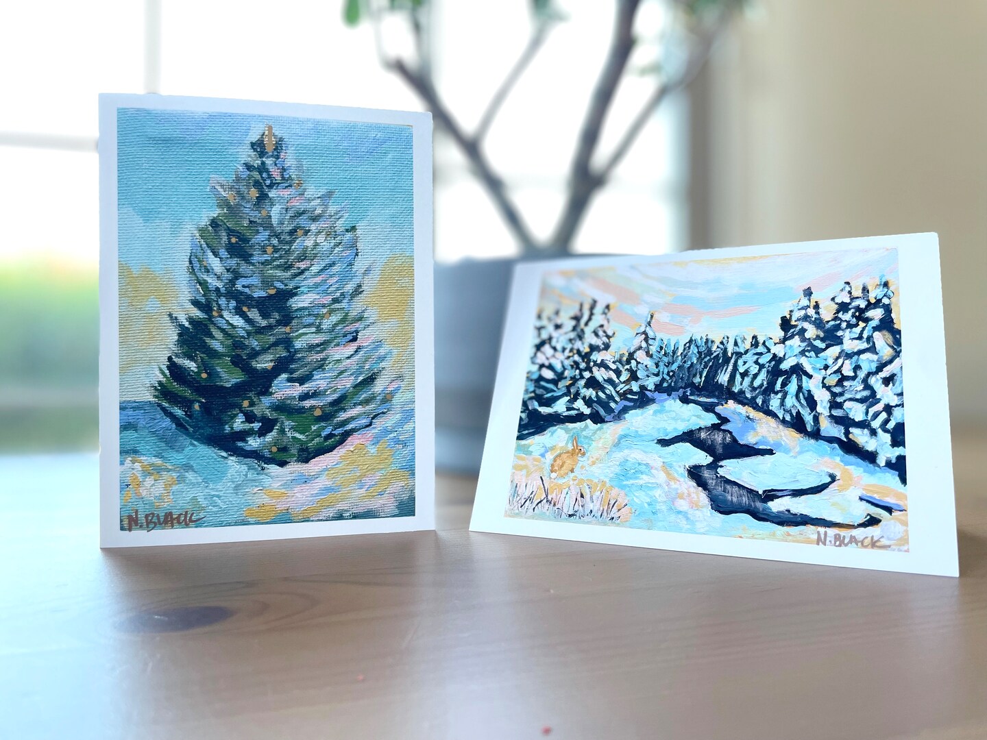 Handmade Tree Holiday Cards Yule Cards Christmas Cards Winter Solstice Art  Prints Landscape Painting Abstract Kandinsky inspired handmade | MakerPlace  by Michaels, image size:1440x1080