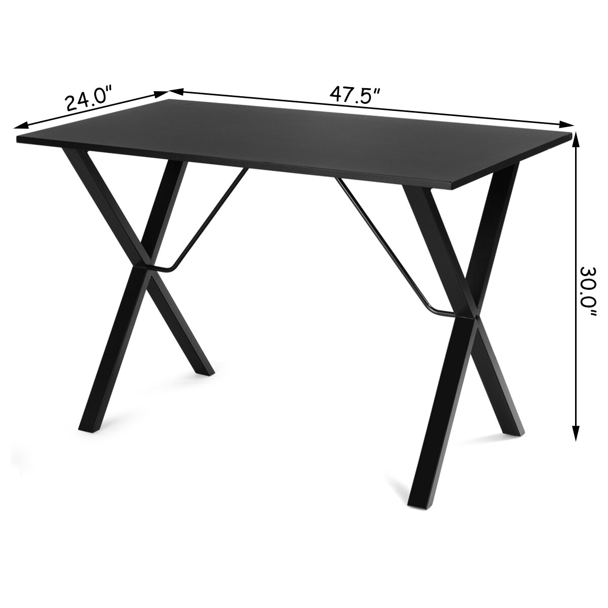 Costway Computer Desk Study Workstation Office Writing Desk w/ Bamboo Top &#x26; Metal Frame