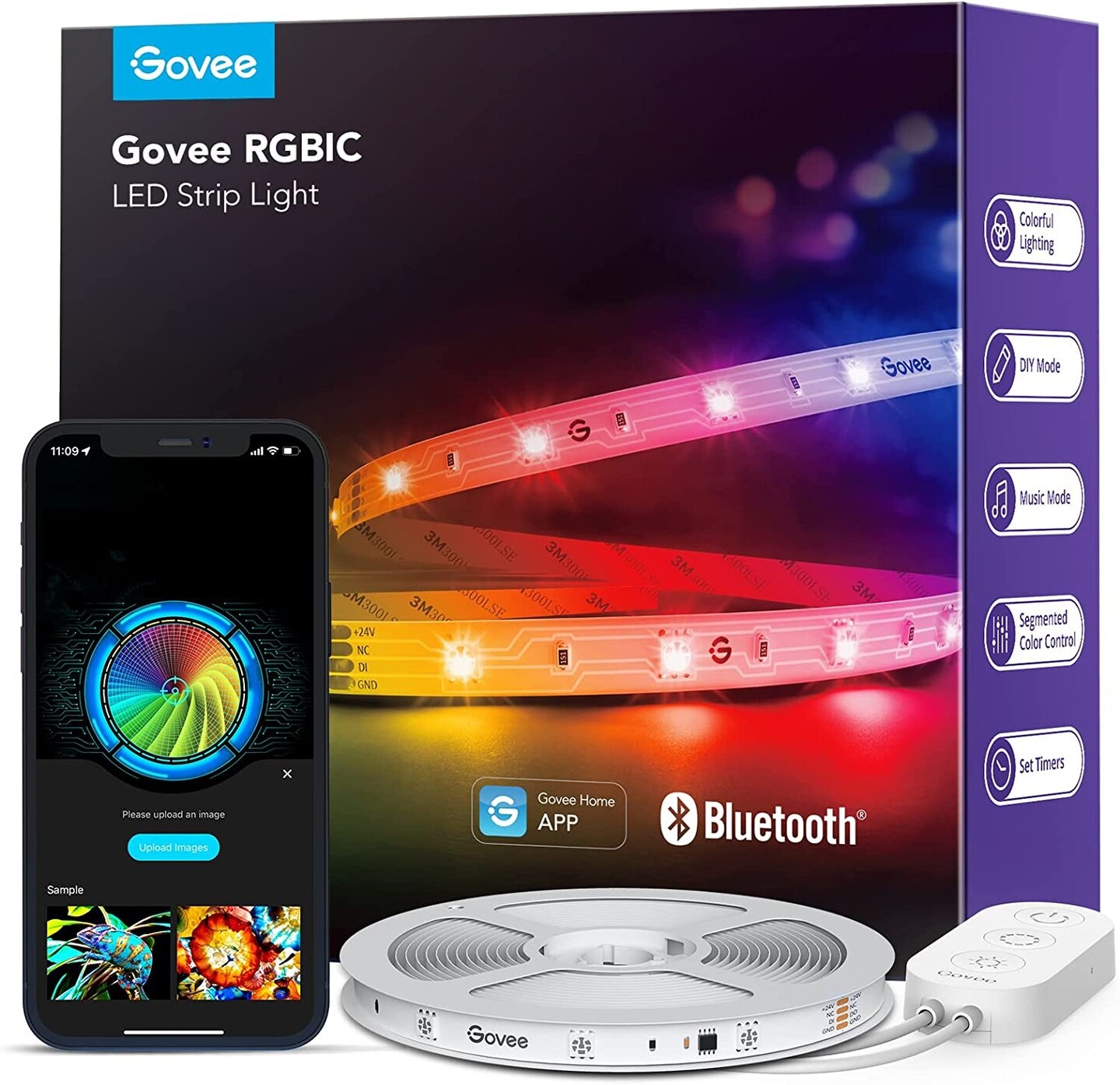 RGBIC LED Strip Lights, Smart LED Lights for Bedroom, Bluetooth LED