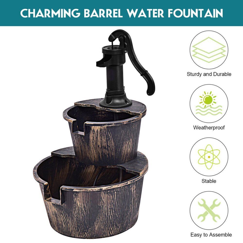 2 tier High Quality Washtub Fountain Garden Decor