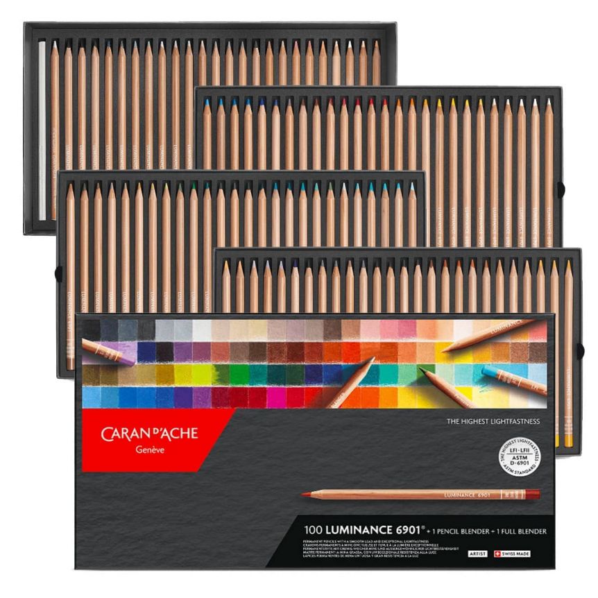 Caran d&#x27;Ache Luminance Set of 100 Colored Pencils + Blenders