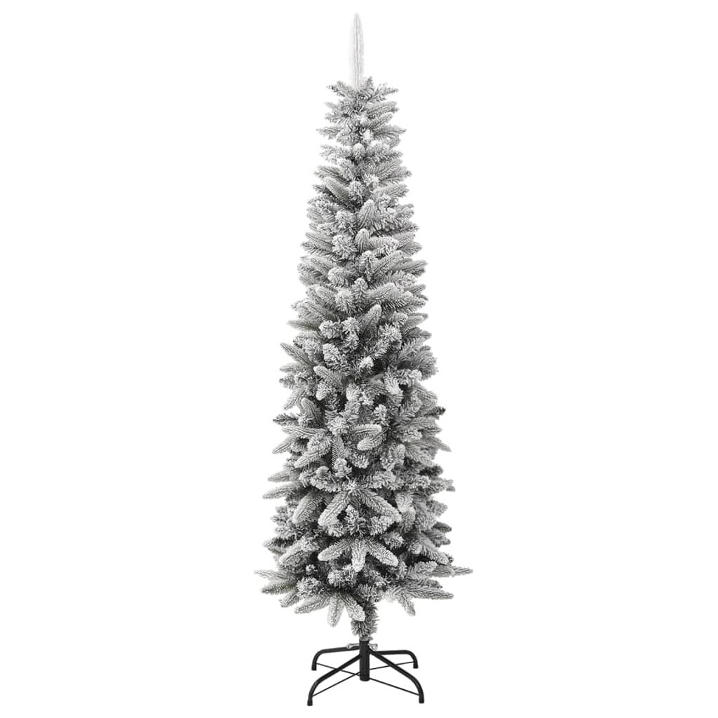 Artificial Slim Christmas Tree with Flocked Snow PVC&#x26;PE