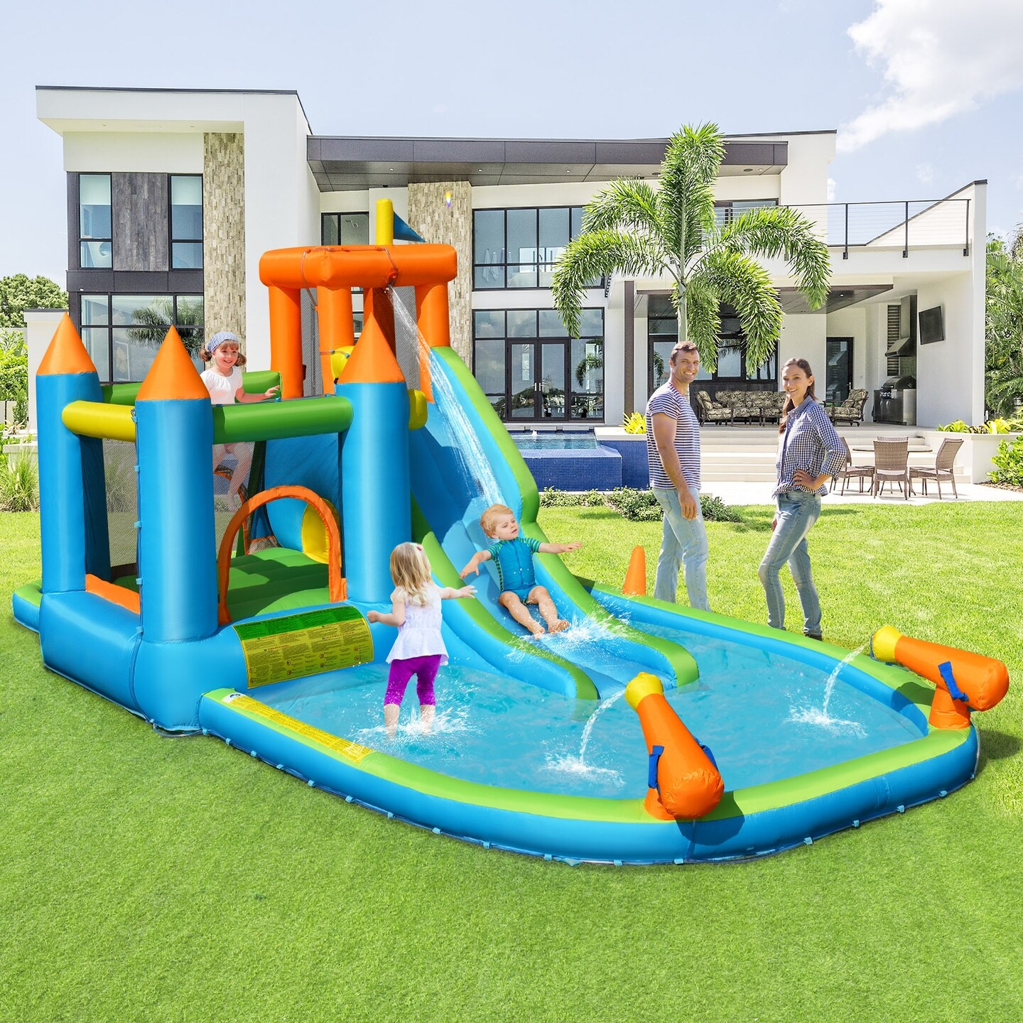Inflatable Water Slide Kids Bounce House Splash Water Pool