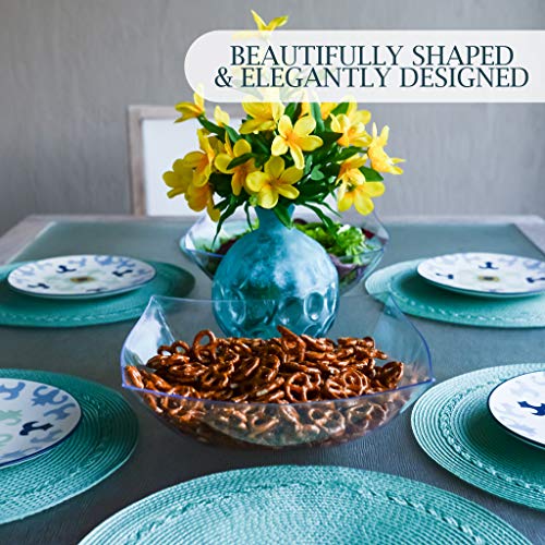 4 Pieces Disposable 128 ounce Square Serving Bowls, Party Snack or Salad Bowl, Extra Large Plastic Crystal Clear