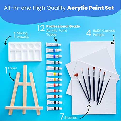  RISEBRITE Kids Art Set 25 Pcs – Deluxe Acrylic Paint Set for  Kids Includes Non Toxic Paint, Tabletop Easel, Paint Brushes, Canvas,  Painting Pad : Arts, Crafts & Sewing