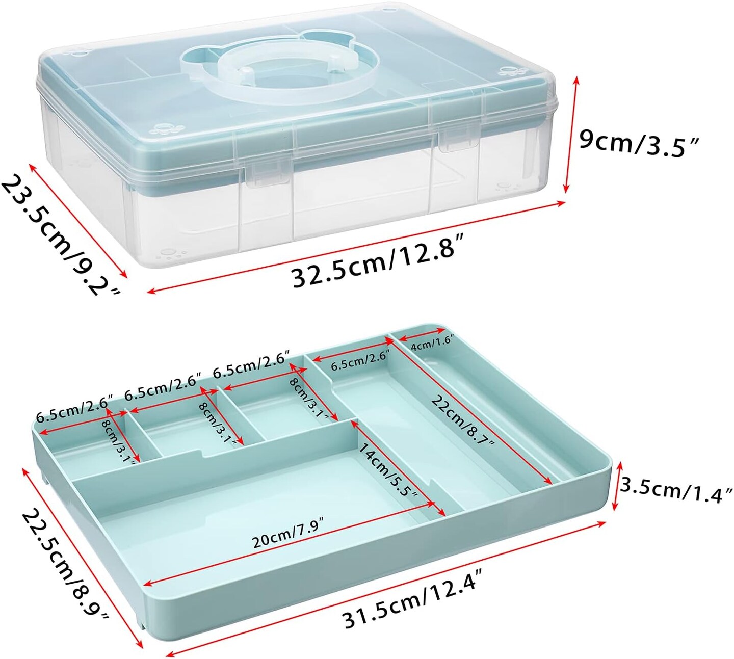 2 Tier Cute Bear Storage Box with Removable Divided Tray