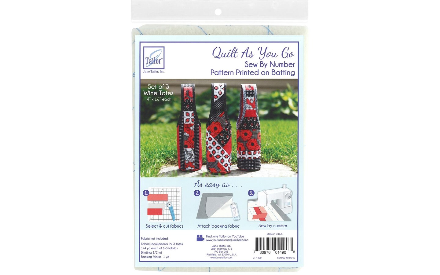 June Tailor Quilt As You Go Wine Tote-Assorted 3/Pkg, 1 count - Harris  Teeter