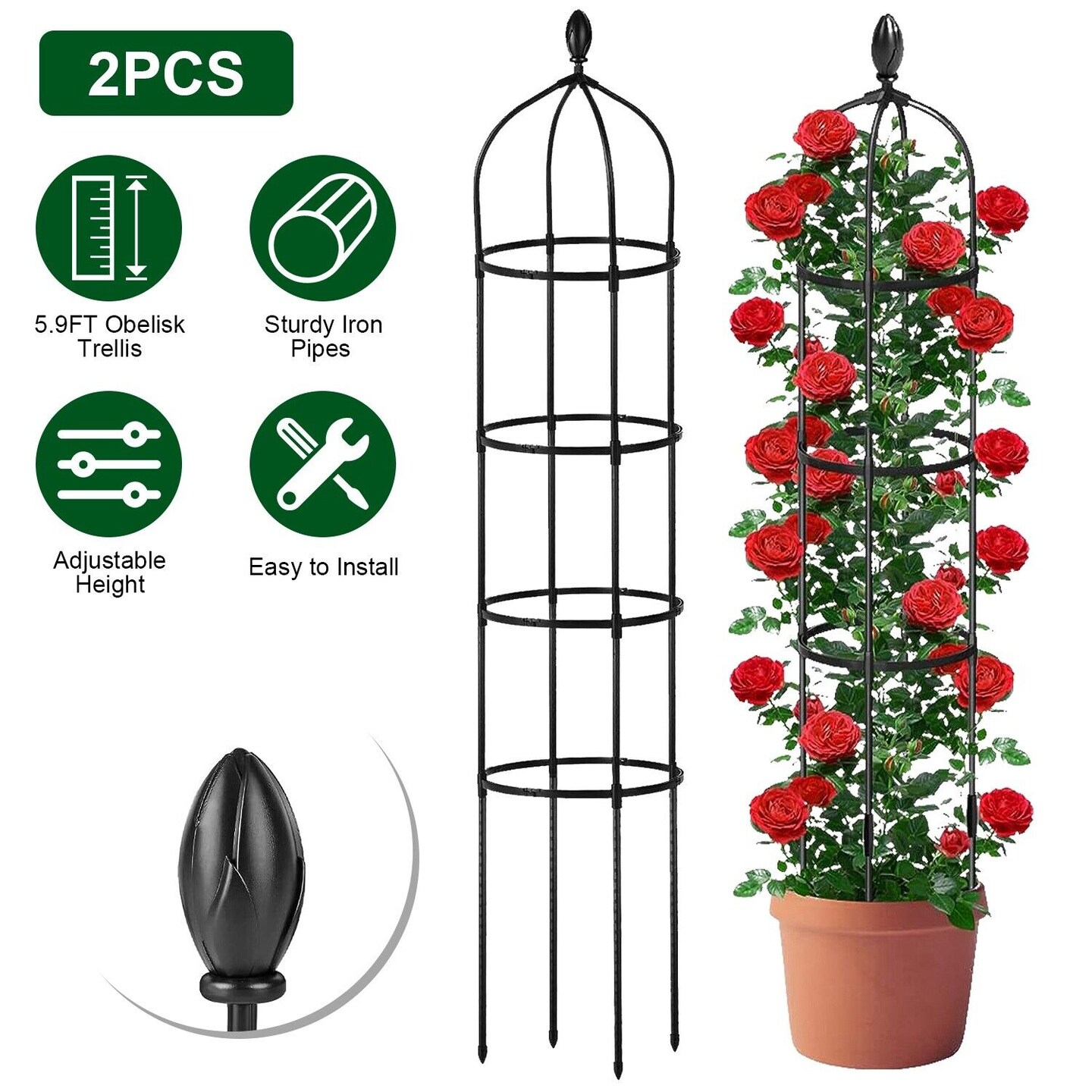 6 ft. Metallic Garden for Climbing Outdoor Plants 2 pcs