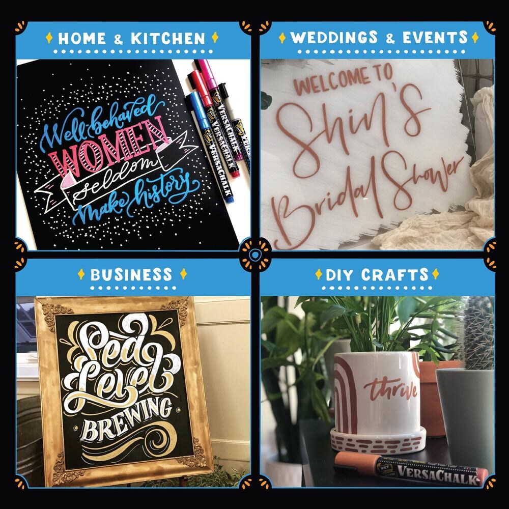 VersaChalk Metallic Liquid Chalk Markers for Chalkboards, Set of 8 - 3mm Fine Tip