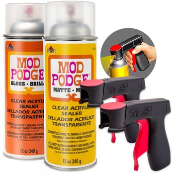 Spray Acrylic Sealer Mod Podge Matte and Gloss 2-Pack, Clear Coating Matte Paint Sealer Spray, 2X Spray Can Sprayer Handle