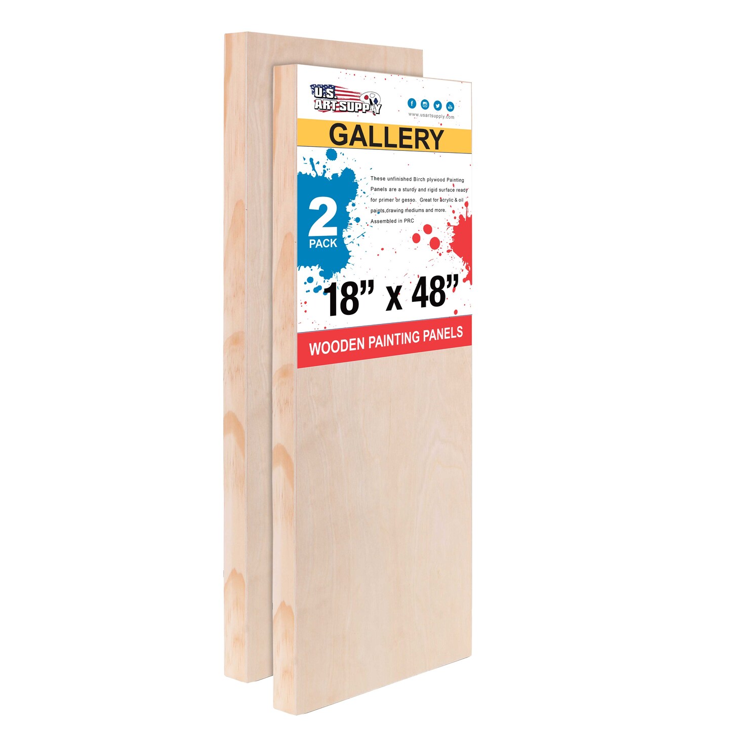 18" x 48" Birch Wood Paint Pouring Panel Boards, Gallery 11/2" Deep
