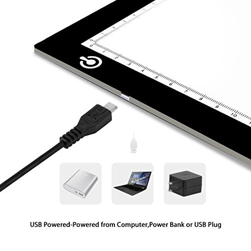 A4 LED Copy Board Light Tracing Box, Ultra-Thin Adjustable USB Power Artcraft LED Trace Light Pad for Tattoo Drawing, Diamond Painting, Streaming, Sketching, Animation, Stenciling