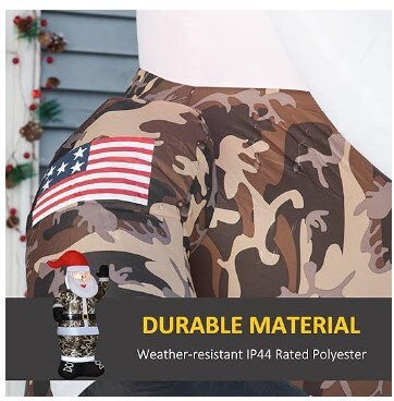 Outdoor Christmas Decorations 8' Inflatables Camouflage Santa Claus, Blow-Up Yard Christmas Decor with LED Lights Display
