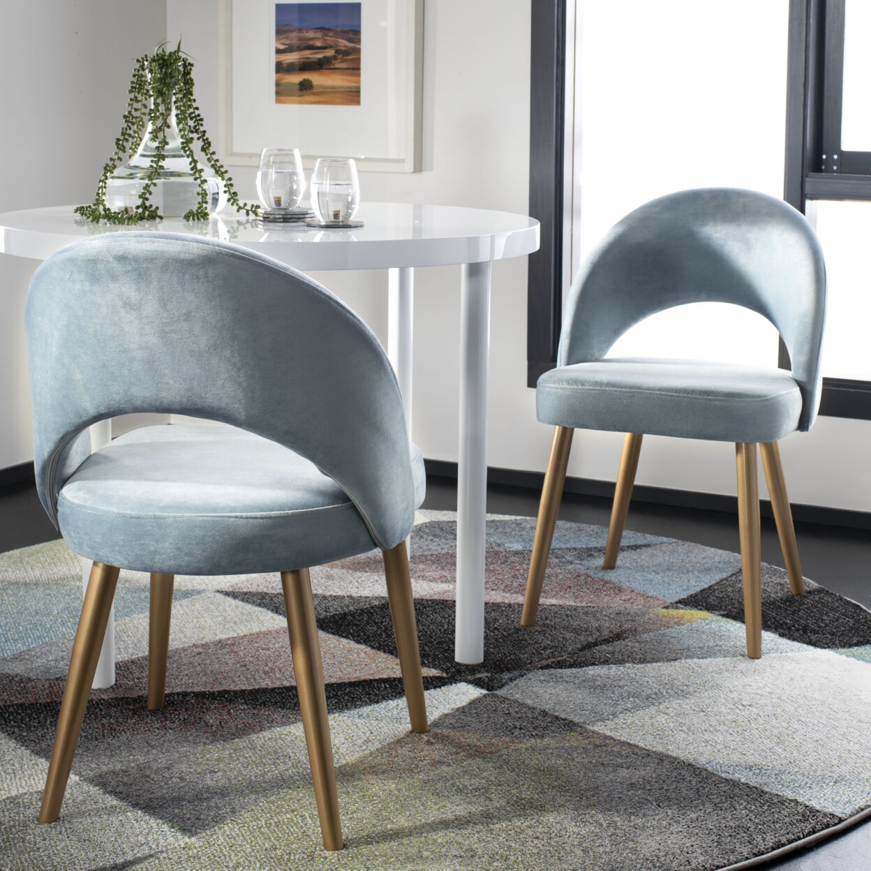 Safavieh   Giani Retro Dining Chair Set of 2 Slate Blue / Gold
