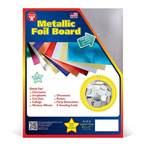 25 Pieces Metallic Foil Board Card Stock Sheets, Arts & Crafts, Classroom Activities & Card Making, 8.5 x 11-Inch, Matte Silver